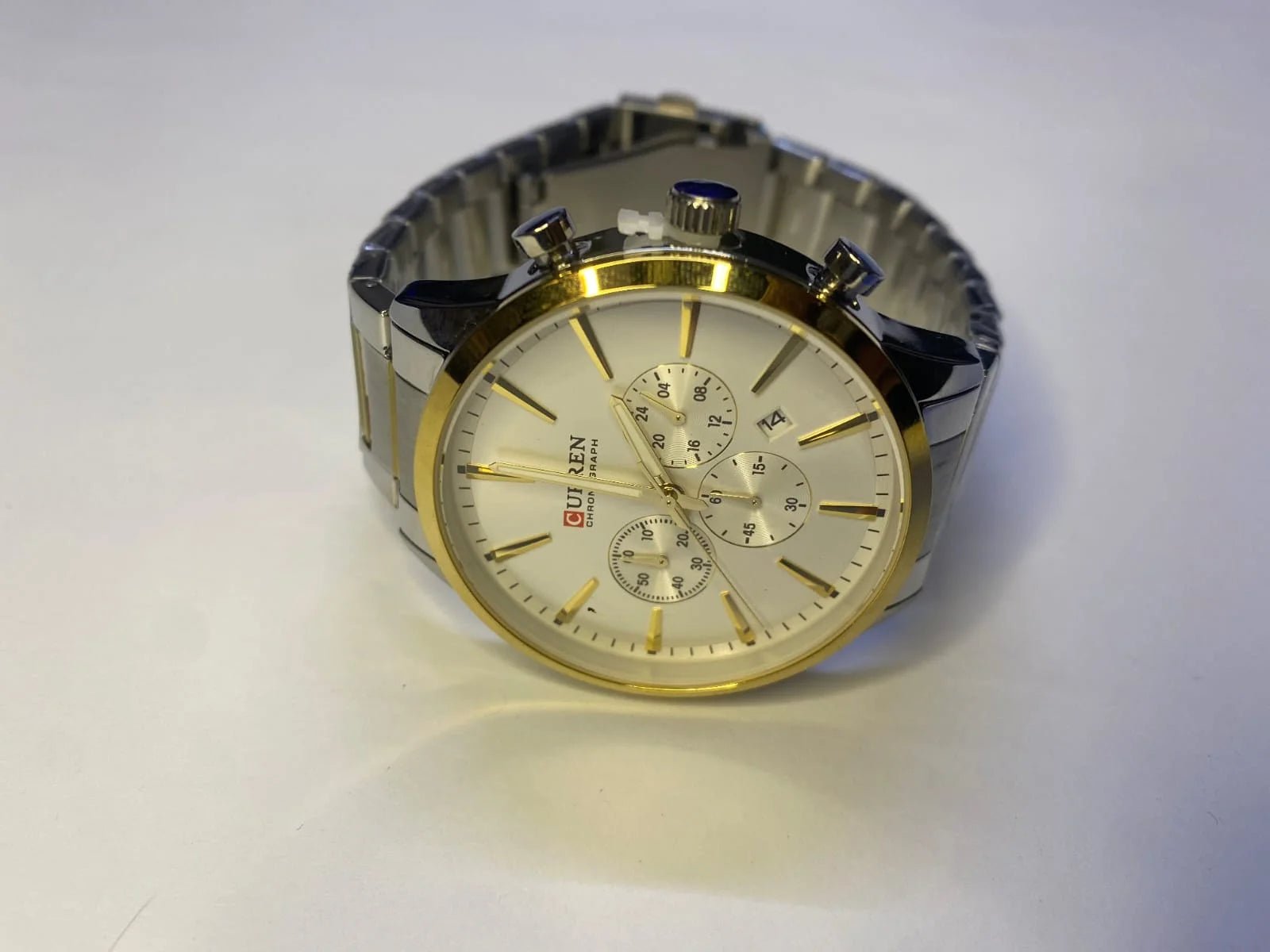 Curren Monarch – White & Gold Chronograph Edition - Abrish Store
