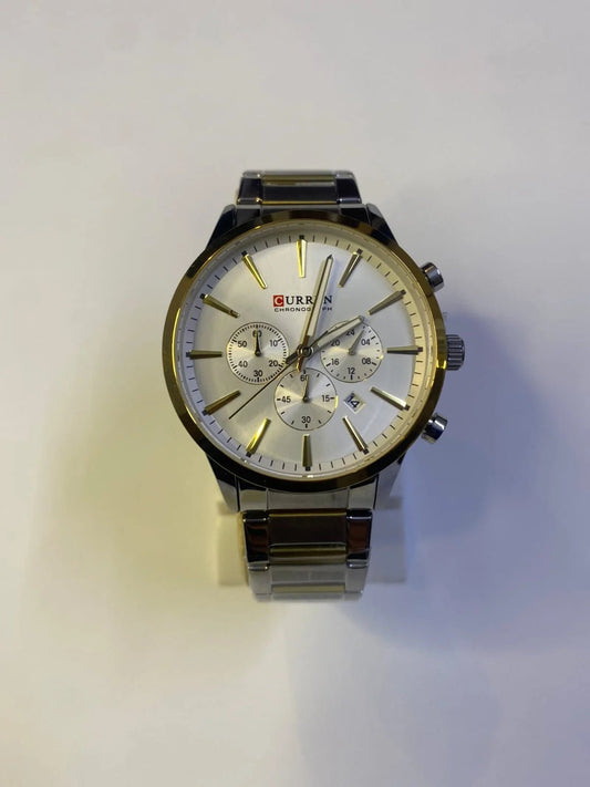 Curren Monarch – White & Gold Chronograph Edition - Abrish Store