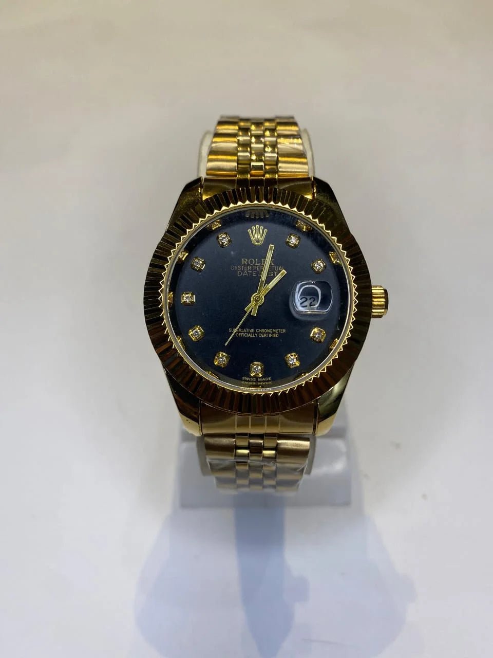 Rolex Oyster Perpetual Datejust – Gold & Black Dial Men Watch - Abrish Store