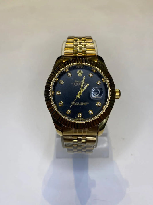 Rolex Oyster Perpetual Datejust – Gold & Black Dial Men Watch - Abrish Store