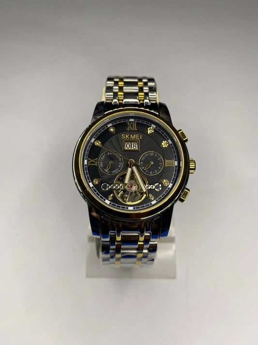 SKMEI Men's Automatic Luxury Watch – Black & Gold Edition - Abrish Store